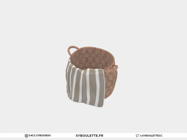 Sims 4 — Laundry - Casual wicker basket by Syboubou — This is a simple wicker basket with a casual thrown blanket.