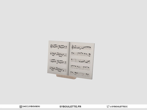 Sims 4 — Piano - Music sheets lectern by Syboubou — Music sheets on a wooden lectern for your music area.