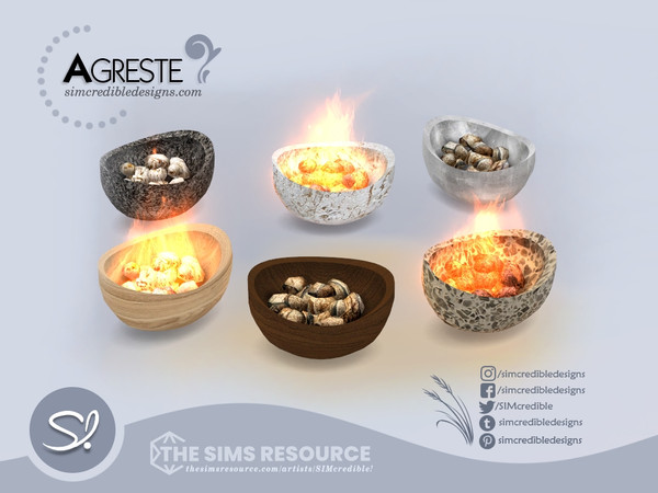 Sims 4 — Agreste Firepit by SIMcredible! — by SIMcredibledesigns.com 6 colors variations