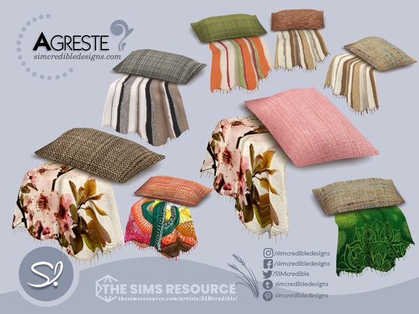 Sims 4 — Agreste Cushion blanket by SIMcredible! — *Decor only just like EA clutter* by SIMcredibledesigns.com 6 colors +