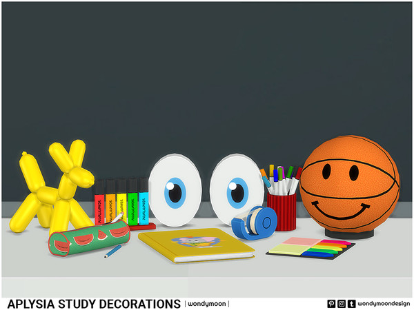 Sims 4 — Aplysia Study Decorations by wondymoon — Aplysia kids study decorations and stationery stuff! Have fun! - Set