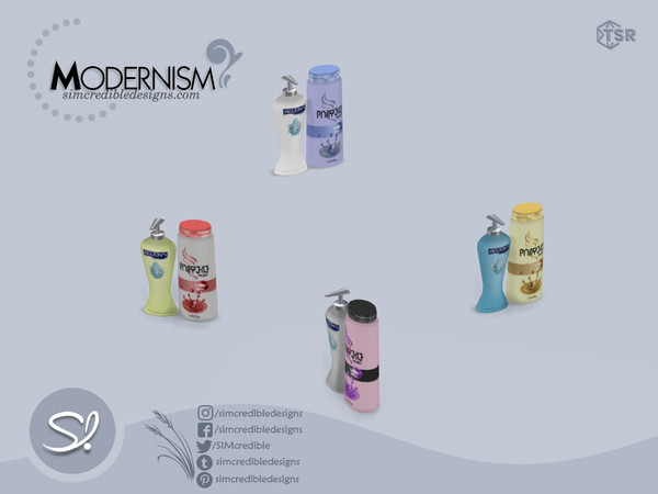 Sims 4 — Modernism Shampoos by SIMcredible! — by SIMcredibledesigns.com available at TheSimsResource 4 colors variations 
