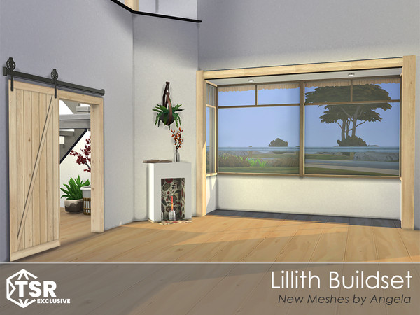 Sims 4 — Lillith Buildset by Angela — Lilltih Buildset, a modern wood buildset for your new homes. This set includes an
