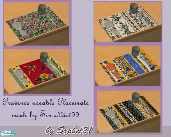 Sims 2 — Provence usable Placemats by Sophel21 — usable placemats with a touch of Provence - ***REQ. mesh from
