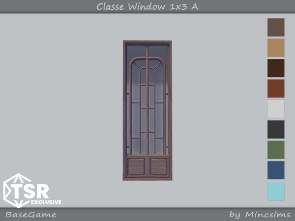 Sims 4 — Classe Window 1x3 A by Mincsims — 9 swatches Diagonal Meshes Basegame Compatible for short wall