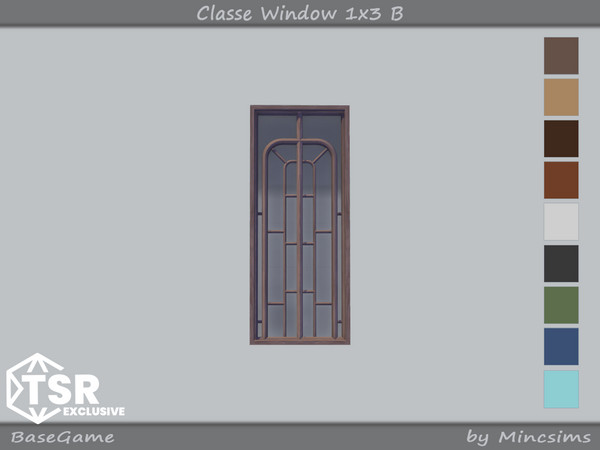 Sims 4 — Classe Window 1x3 B by Mincsims — 9 swatches Diagonal Meshes Basegame Compatible for short wall