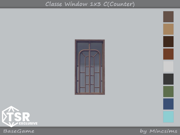 Sims 4 — Classe Window 1x3 C(Counter) by Mincsims — 9 swatches Diagonal Meshes Basegame Compatible for short wall