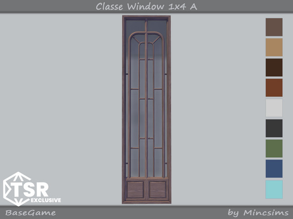 Sims 4 — Classe Window 1x4 A by Mincsims — 9 swatches Diagonal Meshes Basegame Compatible for medium wall