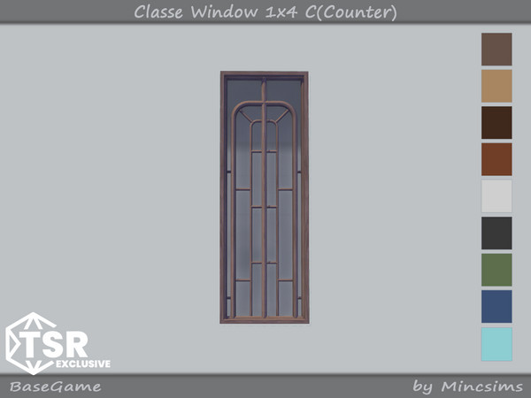 Sims 4 — Classe Window 1x4 C(Counter) by Mincsims — 9 swatches Diagonal Meshes Basegame Compatible for medium wall