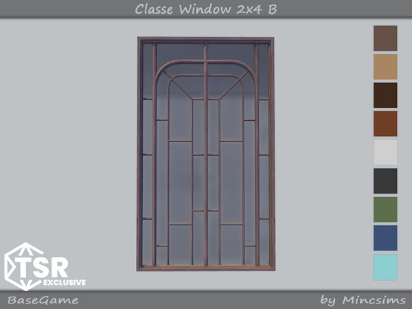 Sims 4 — Classe Window 2x4 B by Mincsims — 9 swatches Diagonal Meshes Basegame Compatible for medium wall