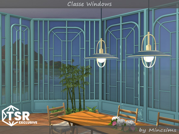 Sims 4 — Classe Windows by Mincsims — The set consists of 12 packages. - 9 swatches - Diagonal Meshes - For short wall