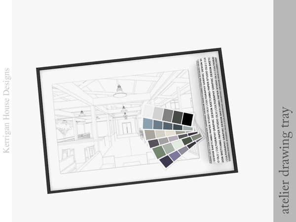 Sims 4 — Atelier Drawing Tray by kerriganhouse — Simple decor for an architect or interior designer's workspace. Comes in