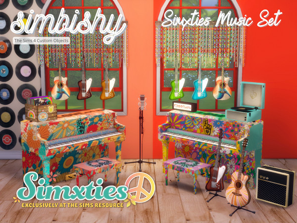 Sims 4 — Simxties Music Set by simbishy — A collection of musical items for artistic self expression during the 60s -