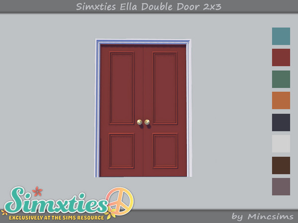 Sims 4 — Simxties Ella Double Door 2x3 by Mincsims — Basegame Compatible 8 swatches