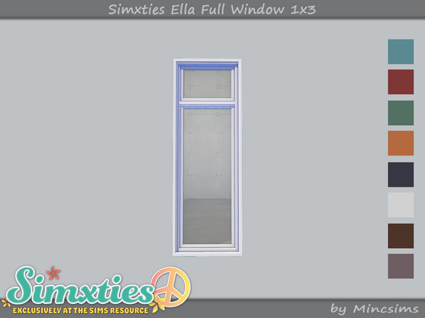 Sims 4 — Simxties Ella Full Window 1x3 by Mincsims — Basegame Compatible 8 swatches
