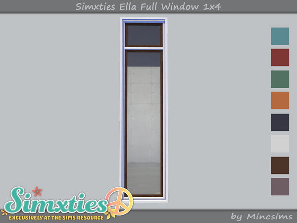 Sims 4 — Simxties Ella Full Window 1x4 by Mincsims — Basegame Compatible 8 swatches