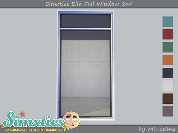 Sims 4 — Simxties Ella Full Window 2x4 by Mincsims — Basegame Compatible 8 swatches