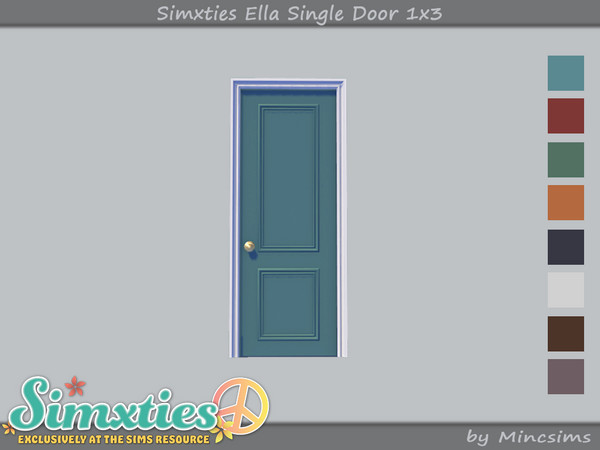 Sims 4 — Simxties Ella Single Door 1x3 by Mincsims — Basegame Compatible 8 swatches
