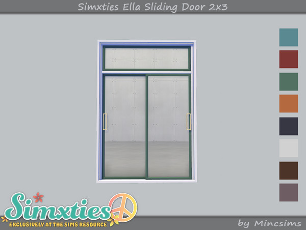 Sims 4 — Simxties Ella Sliding Door 2x3 by Mincsims — Basegame Compatible 8 swatches