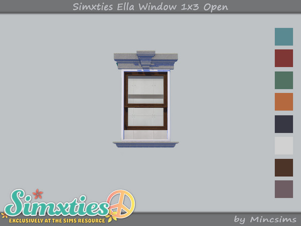 Sims 4 — Simxties Ella Window 1x3 Open by Mincsims — Basegame Compatible 8 swatches