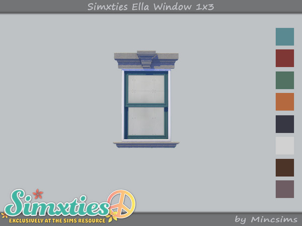 Sims 4 — Simxties Ella Window 1x3 by Mincsims — Basegame Compatible 8 swatches