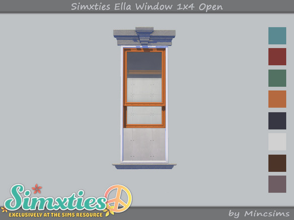 Sims 4 — Simxties Ella Window 1x4 Open by Mincsims — Basegame Compatible 8 swatches