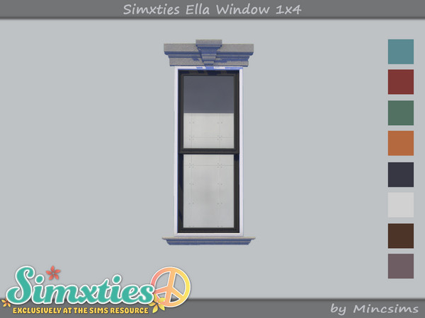Sims 4 — Simxties Ella Window 1x4 by Mincsims — Basegame Compatible 8 swatches