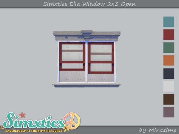 Sims 4 — Simxties Ella Window 2x3 Open by Mincsims — Basegame Compatible 8 swatches