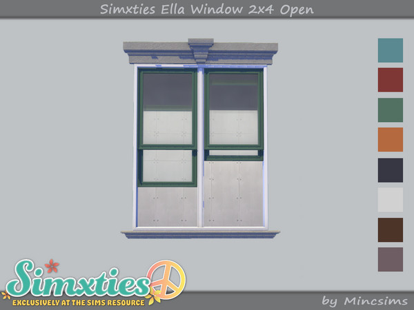 Sims 4 — Simxties Ella Window 2x4 Open by Mincsims — Basegame Compatible 8 swatches