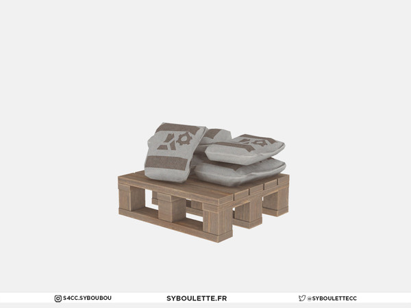 Sims 4 — In construction - Cement bag pile by Syboubou — Pile of cement bags on a pallet.