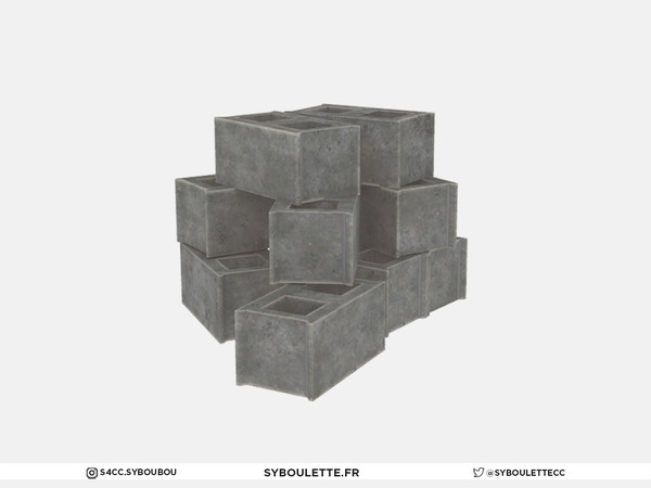 Sims 4 — In construction - Cinder block pile V2 by Syboubou — Pile of cinder block to clutter a work site.