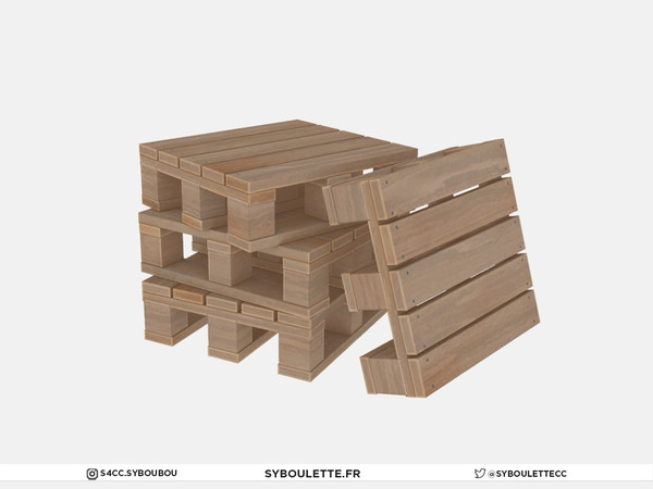 Sims 4 — In construction - Pallets pile by Syboubou — Pile of wooden pallets.