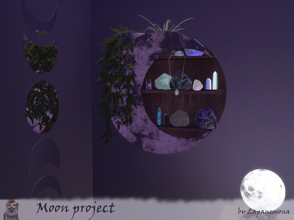 Sims 4 — Moon project by Lapanemona — The set contains 6 magical items: Moon cycle mirror (702 poly) Crystal towers (3