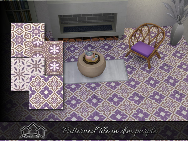 Sims 4 — Patterned Tile in dim purple by Emerald — These patterned tile will create a beautiful quite unique look