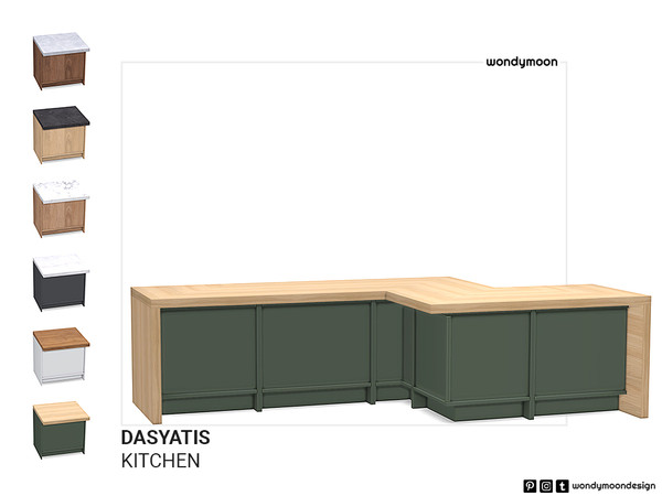 Sims 4 — Dasyatis Island Counter by wondymoon — Dasyatis Kitchen - Island Counter Wondymoon Sims 4 Creations | 2023