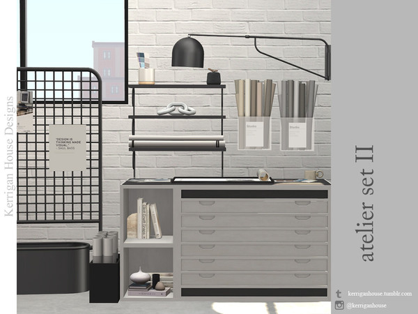 Sims 4 — Atelier Set II by kerriganhouse — A set for the budding architect or interior designer. This set is continuation