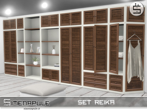 Sims 4 — Set Reika by Simenapule — Set Reika is a Modular cabinet. The set is include 9 mesh: - Set Reika - Modular