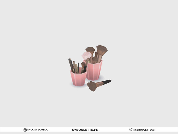 Sims 4 — Fabulous - Makeup Brushes by Syboubou — Make up brushes organized in colorful pots.