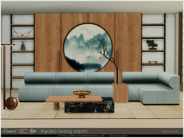 Sims 4 — Kyoko living room by Severinka_ — A set of furniture and decor for the living room in a modern Japanese