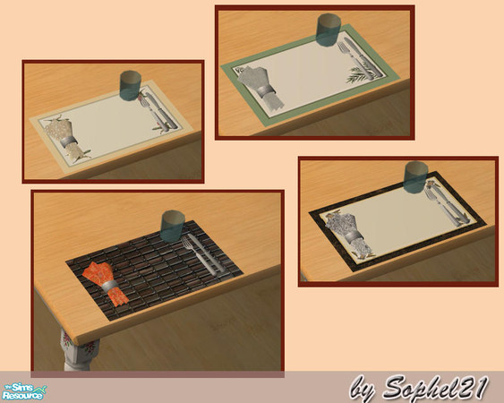 Sims 2 — Placemats by Sophel21 — 4 recolours of Simaddicts fabolous useable place mat mesh