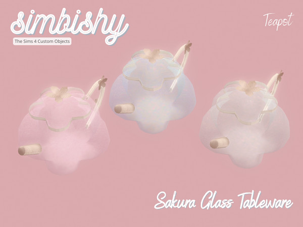 Sims 4 — Sakura Glass Tableware - Teapot by simbishy — A delicate glass teapot inspired by sakura.