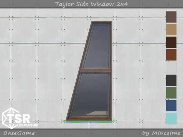 Sims 4 — Taylor Side Window 2x4 by Mincsims — Basegame Compatible 9 swatches