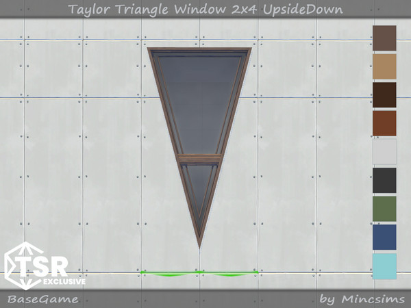 Sims 4 — Taylor Triangle Window 2x4 UpsideDown by Mincsims — Basegame Compatible 9 swatches