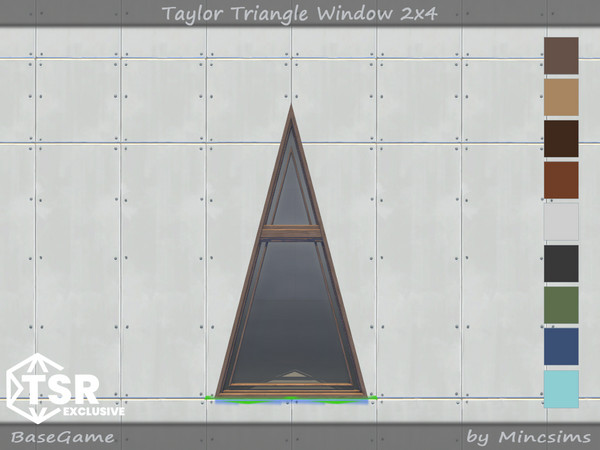 Sims 4 — Taylor Triangle Window 2x4 by Mincsims — Basegame Compatible 9 swatches