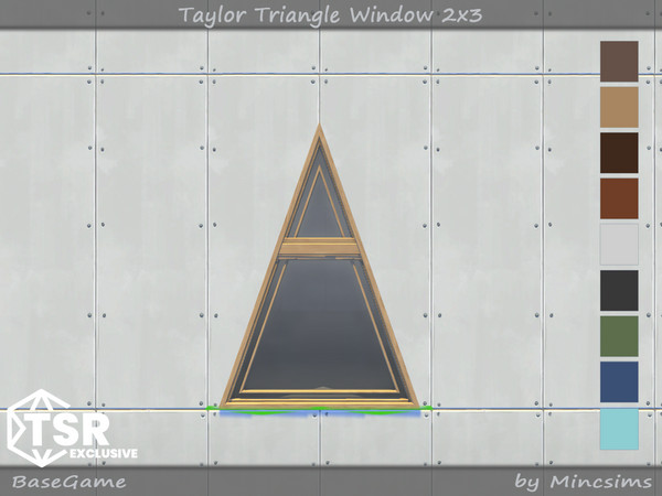 Sims 4 — Taylor Triangle Window 2x3 by Mincsims — Basegame Compatible 9 swatches