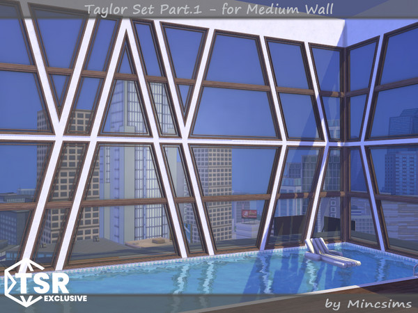 Sims 4 — Taylor Set Part.1 for Medium Wall by Mincsims — Make the buildings modern and unique.with the trapezoid-shaped