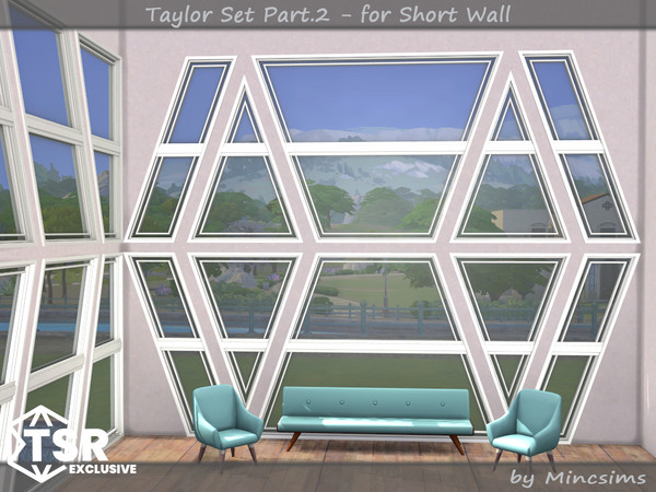Sims 4 — Taylor Set Part.2 for Short Wall by Mincsims — Make the buildings modern and unique.with the trapezoid-shaped