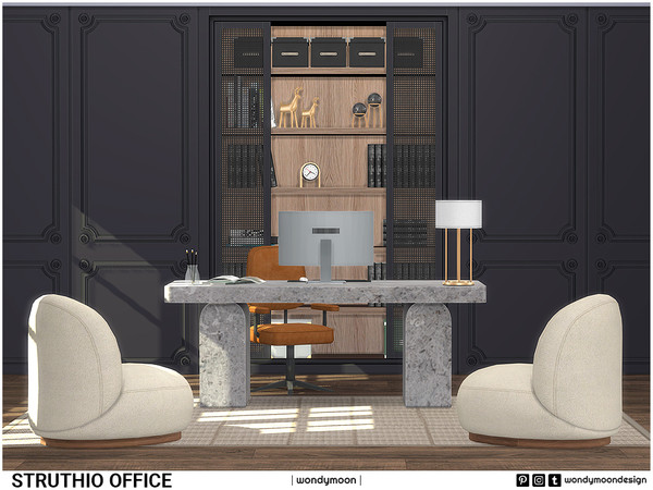 Sims 4 — Struthio Office by wondymoon — Struthio office! Have fun! - Set Contains * Desk * Desk Chair * Desk Lamp *