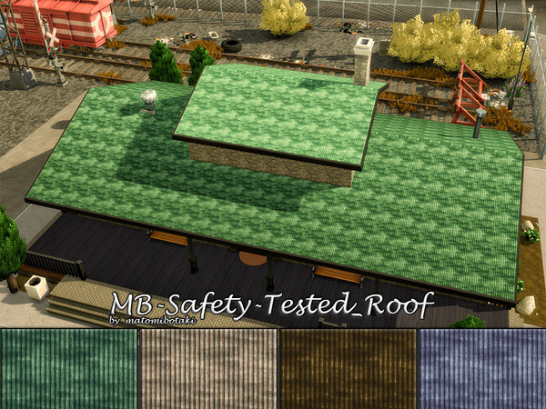 Sims 4 — MB-Safety-Tested_Roof by matomibotaki — MB-Safety-Tested_Roof Heavy duty distressed metal roof in 4 different