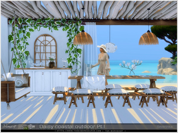 Sims 4 — Daisy coastal outdoor Pt.I by Severinka_ — A set of furniture and decor for decorating the veranda / patio /